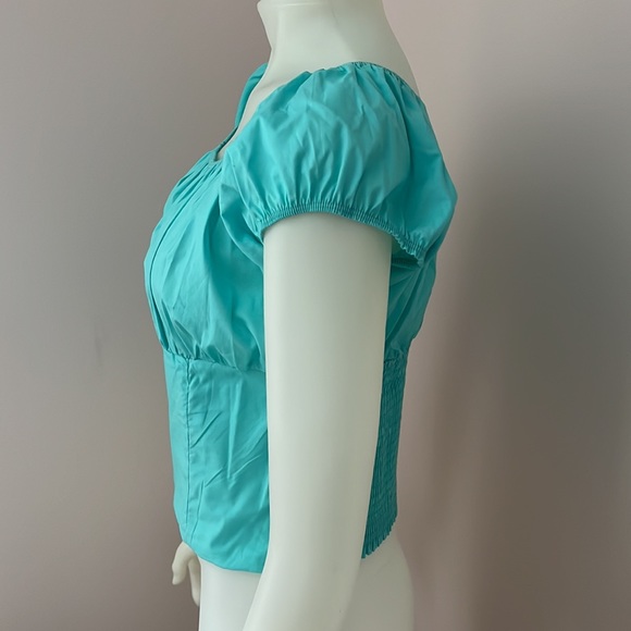 Turquoise Sara peasant top, 2X - Picture 3 of 7